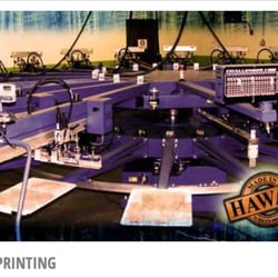 Made In Hawaii Enterprises - We specialize in Custom Screen Printing. We can print up to 12 colors on our state of the art silk screen presses.