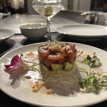 Benihana - TUNA TARTARE  Tuna, avocado, green onions, tempura bits, tartare sauce, ceviche mayo; topped with crispy onions, microgreens and togarashi. - Sushi Bars Near Me - Chicago, Illinois