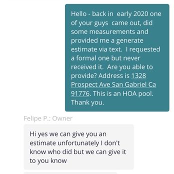 Omega Pool Remodeling - 3/1/21 Yelp conversation stating where services was needed. - Pool & Hot Tub Service Near Me - Los Angeles, California Omega Pool Remodeling - 3/1/21 Yelp conversation stating where services was needed. - Pool & Hot Tub Service Near Me - Los Angeles, California