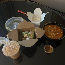 Spring rolls, Massaman Curry and Thai tea. Total w tip was $45!! Spring rolls, Massaman Curry and Thai tea. Total w tip was $45!!