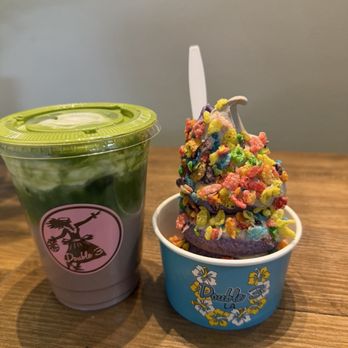 Double 3 - matcha cocoa and ube & oreo soft serve - Ice Cream & Frozen Yogurt Near Me - Placentia, California