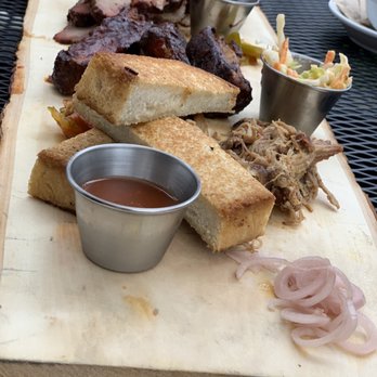SmokeStacks Cafe - House made bread, pickled onion, pulled pork, Carolina vinegar bbq sauce and slaw. - Wine Bars Near Me - Raleigh, North Carolina