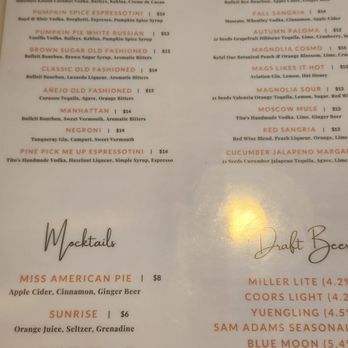 Magnolia & Pine - Drink menu - great cocktails - loved the Magnolia Sour!! - Lounges Near Me - Gibsonia, Pennsylvania Magnolia & Pine - Drink menu - great cocktails - loved the Magnolia Sour!! - Lounges Near Me - Gibsonia, Pennsylvania