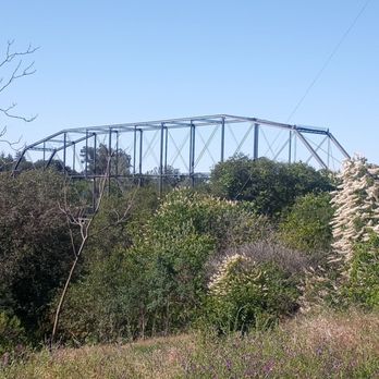 Historic Truss Bridge - Truss bridge as seen from American River Bike Trail on May 3 2022 - Landmarks & Historical Buildings Near Me - Folsom, California Historic Truss Bridge - Truss bridge as seen from American River Bike Trail on May 3 2022 - Landmarks & Historical Buildings Near Me - Folsom, California