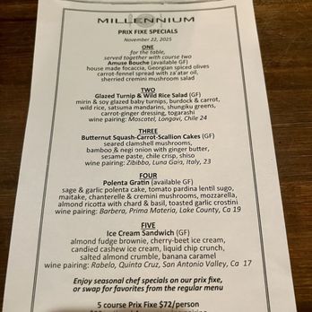 Millennium - Prix fixe menu for Saturday 11/22 - Vegan Near Me - Oakland, California