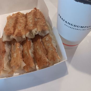 Bafang Dumpling - 4/10/24. Signature Potstickers ($11): crispy top, and soft bottom, 3.5/5 stars.   Lemon Black Tea ($3.95):  typical, 3.5/5 stars. - Taiwanese Near Me - San Diego, California