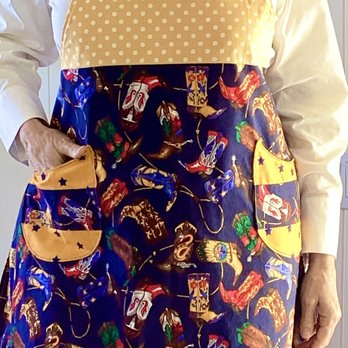 Caroline's Thrift Store - Cow girl boots and dots for this reversible apron. - Thrift Stores Near Me - Aptos, California