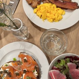 two plates of food on a table