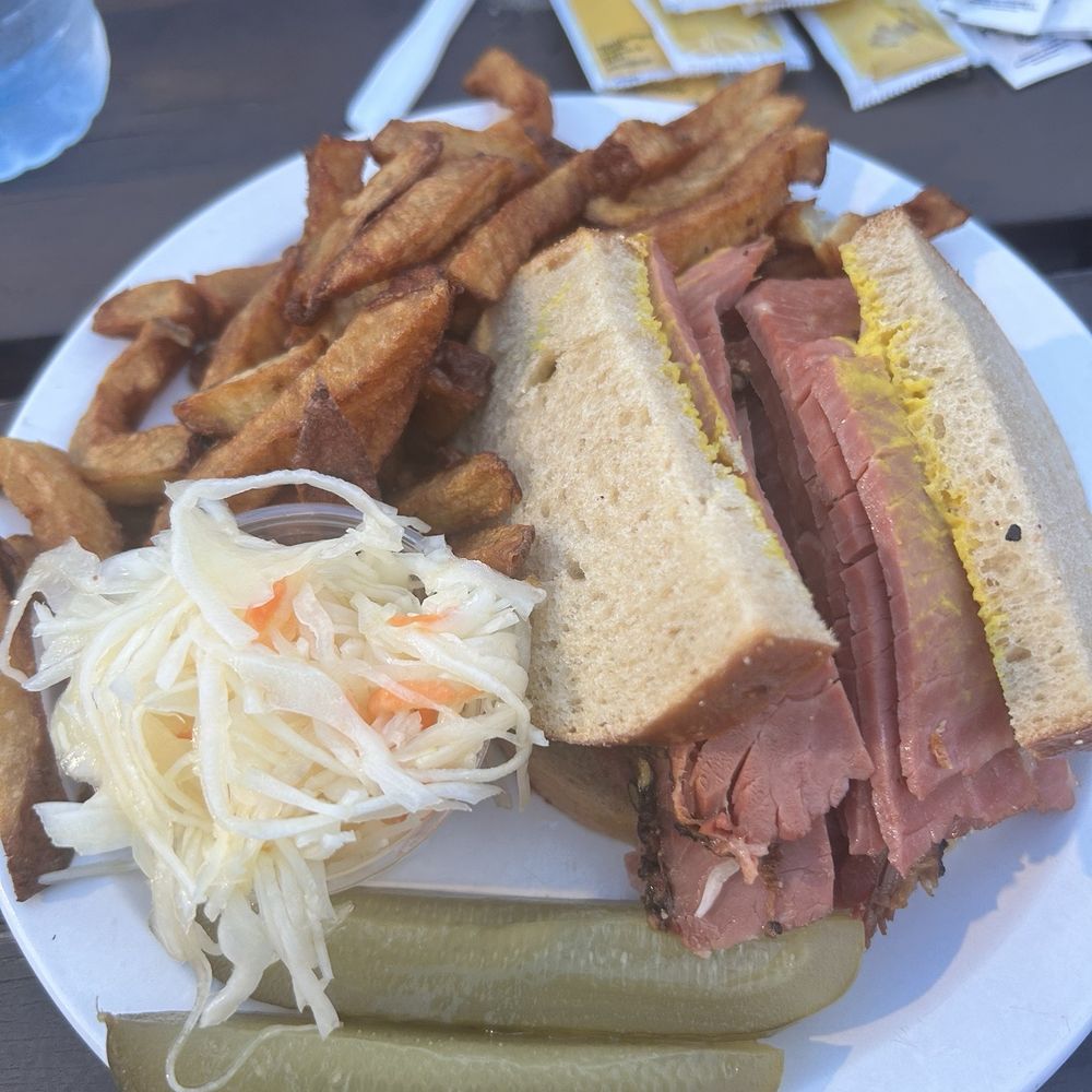 Pete's platter! smoked meat Sammy, fries pickles and coleslaw