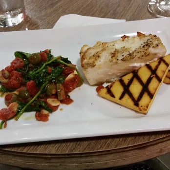 MKT Bar - Seabass with caponata and polenta. Amazing! - New American Near Me - Houston, Texas MKT Bar - Seabass with caponata and polenta. Amazing! - New American Near Me - Houston, Texas