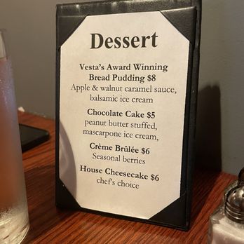 Vesta - Dessert menu - New American Near Me - Coralville, Iowa Vesta - Dessert menu - New American Near Me - Coralville, Iowa