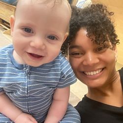 One of our sweet friends with his favorite teacher