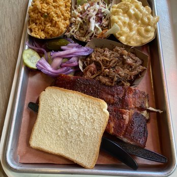 Killen's Barbecue - Two Meat Plate pork ribs and pulled pork - Barbeque Near Me - Pearland, Texas Killen's Barbecue - Two Meat Plate pork ribs and pulled pork - Barbeque Near Me - Pearland, Texas