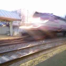 Mishawum Center Station - Zoom!  Train blasting past Mishawum station.  Probably 50* mph