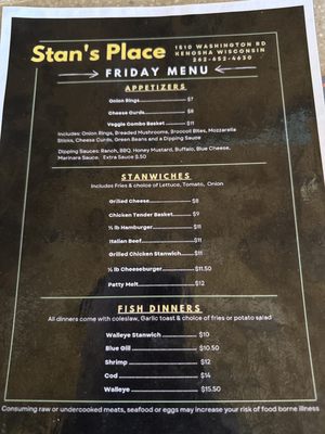Menu photo 1 Stan's Place Kenosha, WI Menu photo 1 Stan's Place Kenosha, WI