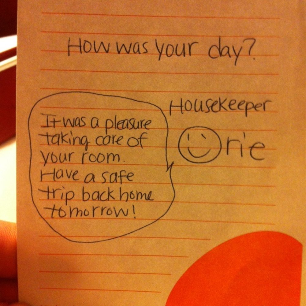 Notes left in my room everyday.