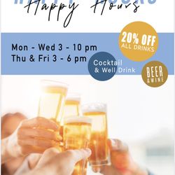 Beach & Brew - Now open on Monday Happy Hour! 20% Off All Drink! 3pm - 10 pm