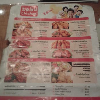 Zabu Chicken - This menu has seen it's better days.. - Korean Near Me - Vancouver, British Columbia Zabu Chicken - This menu has seen it's better days.. - Korean Near Me - Vancouver, British Columbia