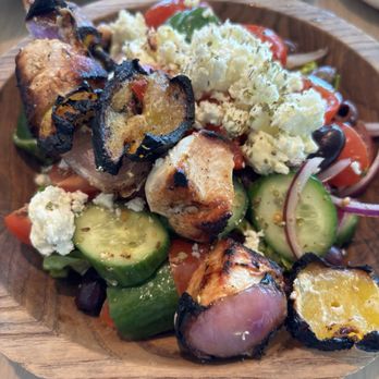 Azure at EDITION - Greek Salad with Chicken Kabob - Greek Near Me - Tampa Bay, Florida Azure at EDITION - Greek Salad with Chicken Kabob - Greek Near Me - Tampa Bay, Florida