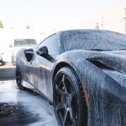JYP Exotic Rentals - Our Ferrari F8 Tributo getting a quick bath. Sitting good on Rotiform wheels.