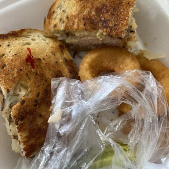 Famous Label's Delicatessen - Turkey Reuben Sandwich with Onion Rings - Delis Near Me - Tarzana, California Famous Label's Delicatessen - Turkey Reuben Sandwich with Onion Rings - Delis Near Me - Tarzana, California