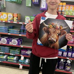Family Dollar Store - Me holding photo of a bull