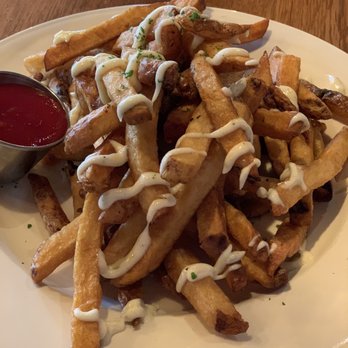 Shine - Duck fat fries with garlic aioli sauce - New American Near Me - Hendersonville, North Carolina Shine - Duck fat fries with garlic aioli sauce - New American Near Me - Hendersonville, North Carolina