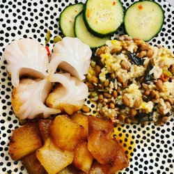 Hanna & Tiger Asian Mart - All ingredients with the exception of the cucumber, egg seasoning and seaweed courtesy of the store. HarGow, Winter Melon, Natto, Rice
