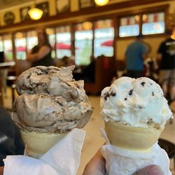 South Pier Parlor - Jamocha Joe Cake cone Adult Single Scoop   Coconut Explosion  Cake cone Kid Single Scoop