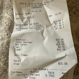 This was the  receipt to  the beer that I bought.