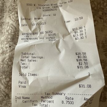BevMo! - This was the  receipt to  the beer that I bought. - Beer, Wine & Spirits Near Me - Elk Grove, California