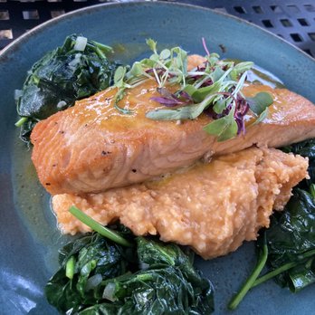 Brookland's Finest - Seared Salmon & Grits - New American Near Me - Washington, DC, District of Columbia Brookland's Finest - Seared Salmon & Grits - New American Near Me - Washington, DC, District of Columbia
