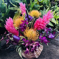 Hawaiian Magic Tropical Flowers - Shell Arrangement
