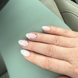 The One Nail Salon - Cherry blossom design acrylic manicure by Eric at One Nail Salon