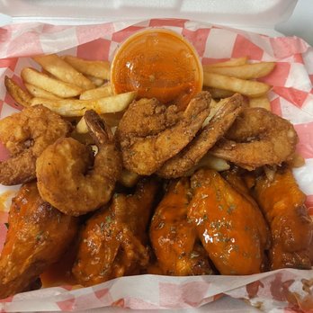 Crabby Cali’s - Buffalo Deep fried chicken wings and jumbo shrimp combo - Seafood Near Me - Virginia Beach, Virginia Crabby Cali’s - Buffalo Deep fried chicken wings and jumbo shrimp combo - Seafood Near Me - Virginia Beach, Virginia