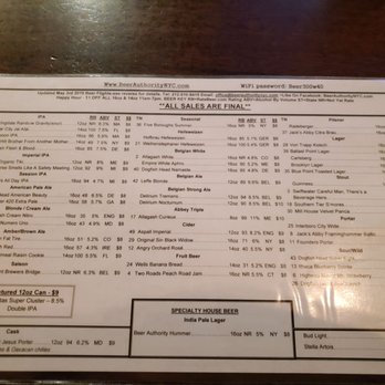 Beer Authority - Amazing beer selection - photo of their draft beer menu - Sports Bars Near Me - New York, New York Beer Authority - Amazing beer selection - photo of their draft beer menu - Sports Bars Near Me - New York, New York