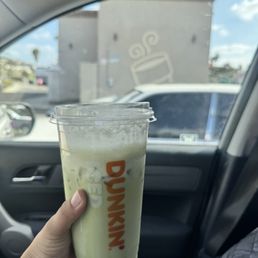 Iced Matcha Latte with sweet cream foam Iced Matcha Latte with sweet cream foam