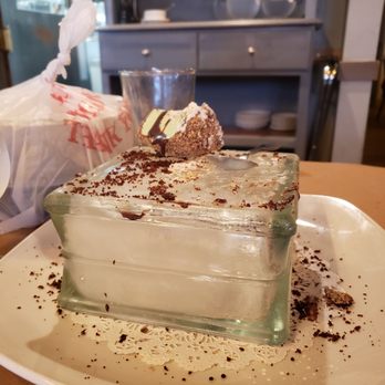 Meta - The section of a glass block window my dessert was served on. - Italian Near Me - Oceanside, New York