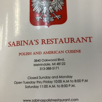 Sabina's Restaurant - Polish Near Me - Melvindale, Michigan Sabina's Restaurant - Polish Near Me - Melvindale, Michigan