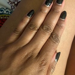 Great Nails - I prefer to take pics on a week old gel Polish to better showcase. This is OPI gel Polish in black or "den" Lol