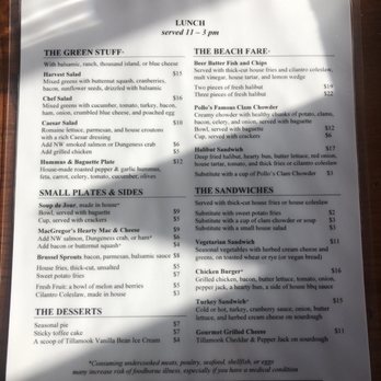 The Alchemy Lounge - Lunch Menu - Lounges Near Me - Cannon Beach, Oregon