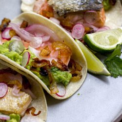 Latitude 15 Pop-Up - Curried salmon tacos, miso guac, crispy shallots