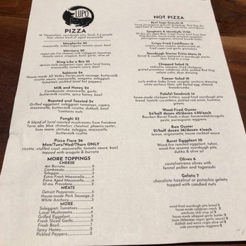 Lupo - Menu - Pizza Near Me - Louisville, Kentucky