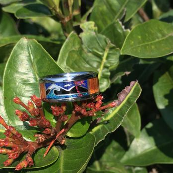 Hawaii Titanium Rings - My trip, as seen on my ring.. Lava flows, waves and ballistic missiles! - Jewelry Near Me - Kailua Kona, Hawaii