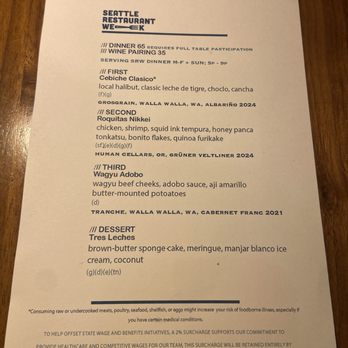 La Mar - Restaurant week menu - Peruvian Near Me - Bellevue, Washington