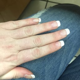 Perfect-looking acrylics before colored polish - you'd never know they were a mess before I came here.