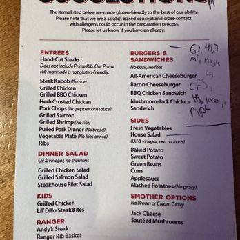 Texas Roadhouse - Gluten free menu - American Near Me - Medford, Oregon