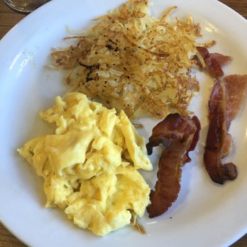 Denny's - Scrambled eggs with Hash Browns and (2) bacon - American Near Me - Ocean Springs, Mississippi Denny's - Scrambled eggs with Hash Browns and (2) bacon - American Near Me - Ocean Springs, Mississippi