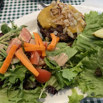 Bean Bag Cafe - cheeseburger with side salad - Burgers Near Me - San Francisco, California