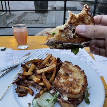 Wrecking Bar Brewpub - Apple Butter Grilled Cheese Sandwich + Side of Fries - Brewpubs Near Me - Atlanta, Georgia Wrecking Bar Brewpub - Apple Butter Grilled Cheese Sandwich + Side of Fries - Brewpubs Near Me - Atlanta, Georgia
